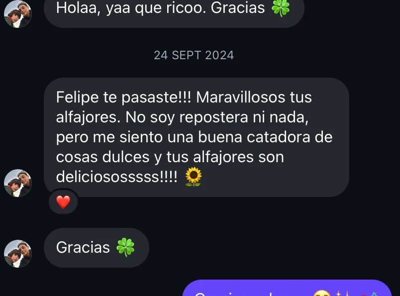 Mensaje real de cliente